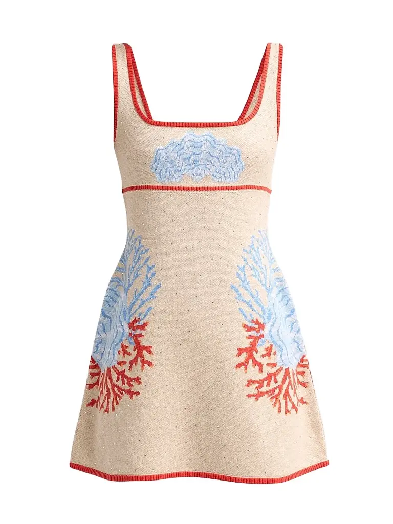Retrofête Women's Valcra Oceanic-Print Cotton-Blend Mini Dress - Sand Multi | Image 1 Retrofête Women's Valcra Oceanic-Print Cotton-Blend Mini Dress - Sand Multi | Image 1