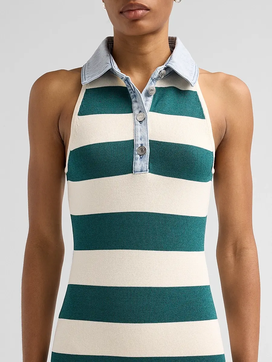 SEROYA Women's Jones Striped Sleeveless Polo Mini Dress | Thumbnail 5