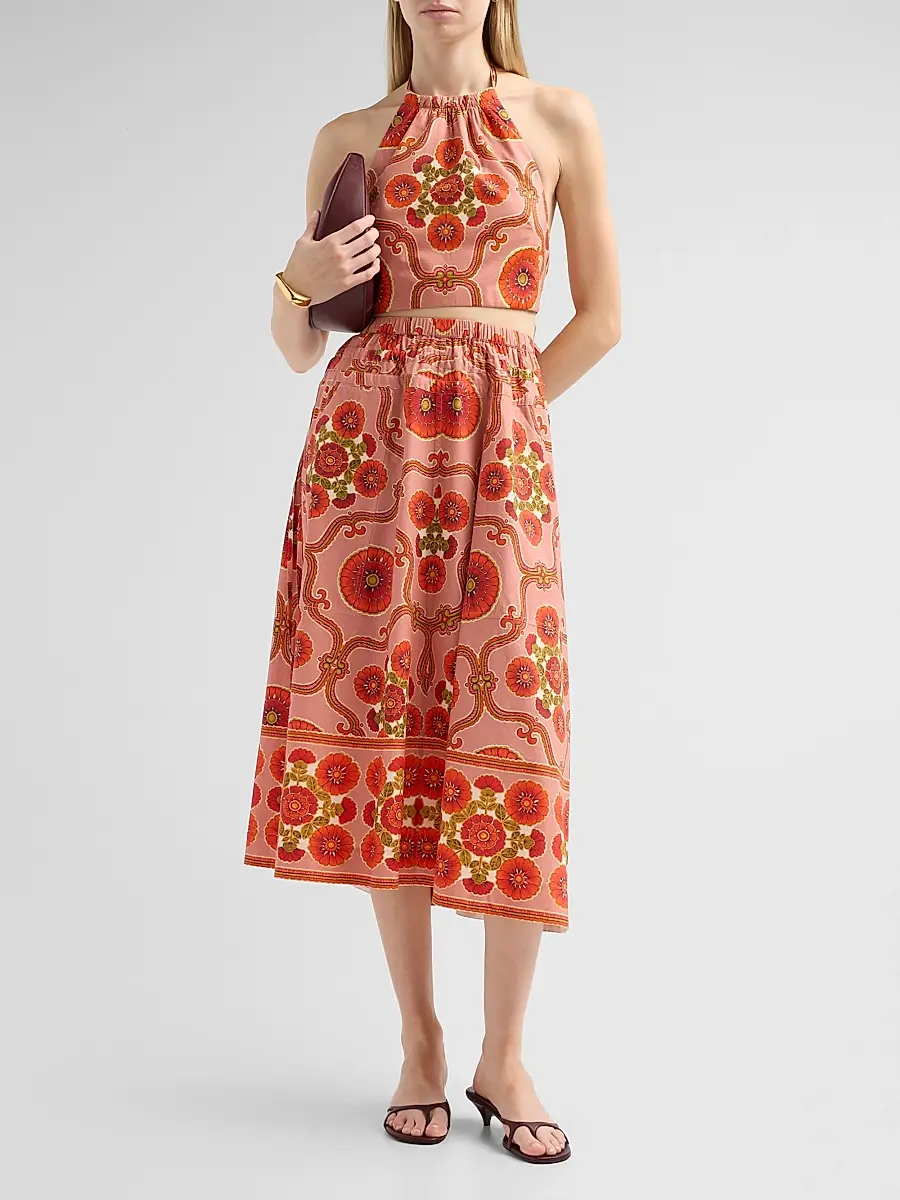 Cara Cara Women's Meret Printed Poplin Midi Skirt | Thumbnail 2 Cara Cara Women's Meret Printed Poplin Midi Skirt | Thumbnail 2