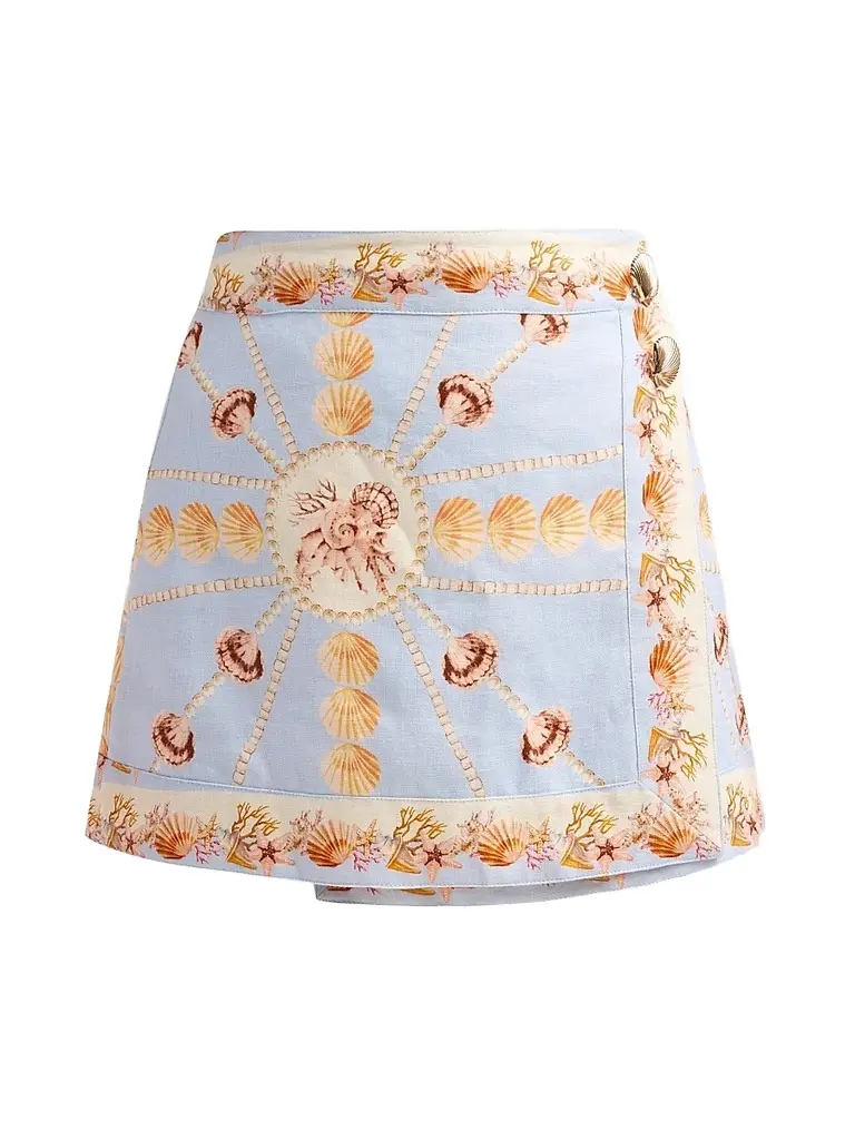 Cara Cara Women's Fischer Printed Linen Mini Skirt - Seashell Stripe | Image 1 Cara Cara Women's Fischer Printed Linen Mini Skirt - Seashell Stripe | Image 1