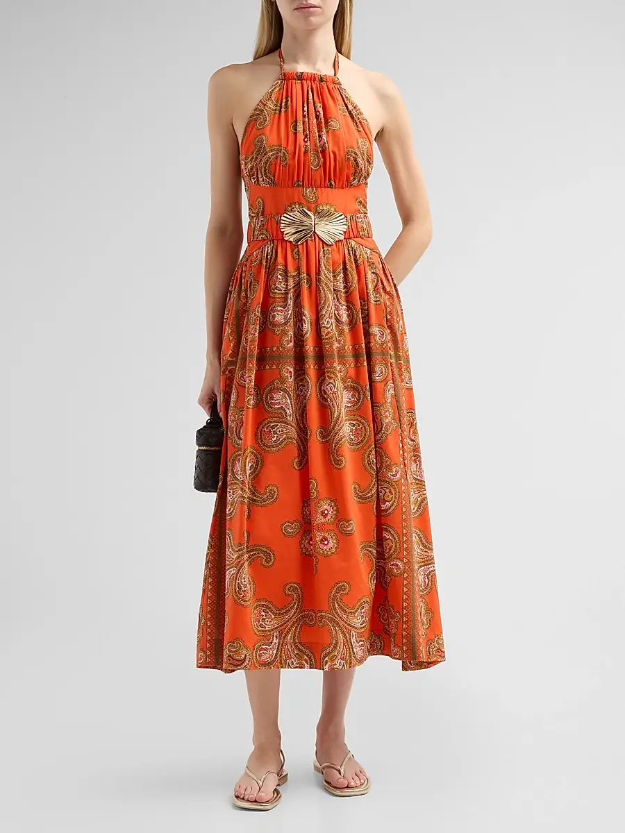Cara Cara Women's Dena Paisley Halterneck Midi Dress | Thumbnail 2 Cara Cara Women's Dena Paisley Halterneck Midi Dress | Thumbnail 2