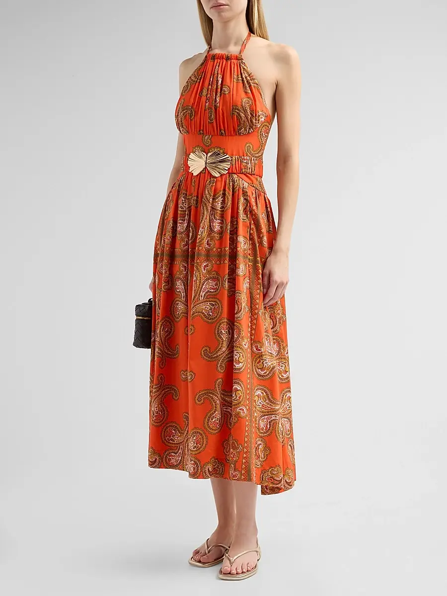 Cara Cara Women's Dena Paisley Halterneck Midi Dress | Thumbnail 4 Cara Cara Women's Dena Paisley Halterneck Midi Dress | Thumbnail 4