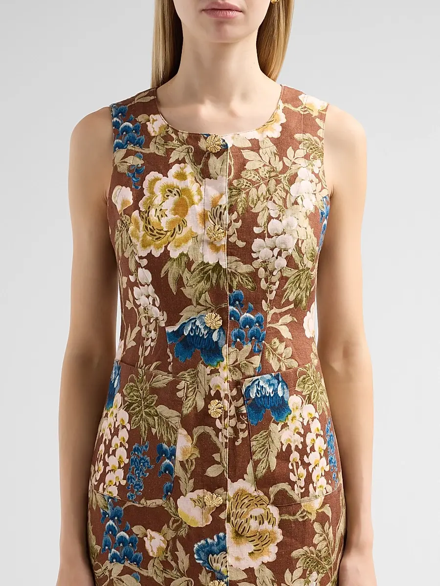 Cara Cara Women's Rhapsody Floral Linen Sleeveless Mini Dress | Thumbnail 5 Cara Cara Women's Rhapsody Floral Linen Sleeveless Mini Dress | Thumbnail 5