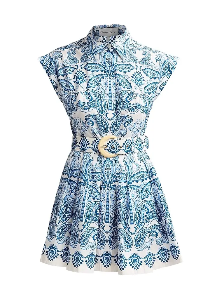 Cara Cara Women's Octavia Paisley Cotton Poplin Mini Dress | Image 1 Cara Cara Women's Octavia Paisley Cotton Poplin Mini Dress | Image 1