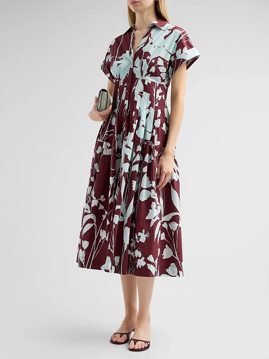 Cara Cara Women's Nash Printed Cotton Poplin Midi Shirtdress | Thumbnail 4 Cara Cara Women's Nash Printed Cotton Poplin Midi Shirtdress | Thumbnail 4
