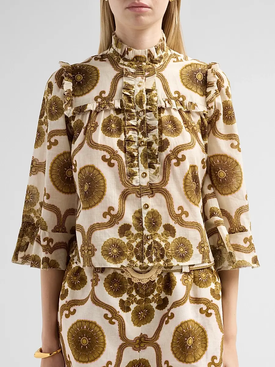Cara Cara Women's Elowen Floral Medallion Ruffle Blouse | Thumbnail 5 Cara Cara Women's Elowen Floral Medallion Ruffle Blouse | Thumbnail 5