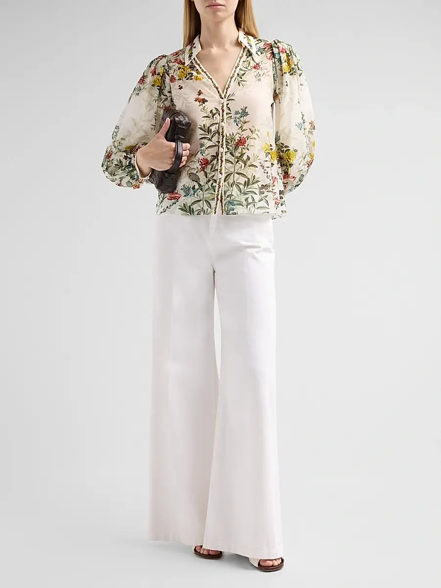 Alice + Olivia Women's Charis Printed Cotton-Silk Blouse | Thumbnail 2 Alice + Olivia Women's Charis Printed Cotton-Silk Blouse | Thumbnail 2