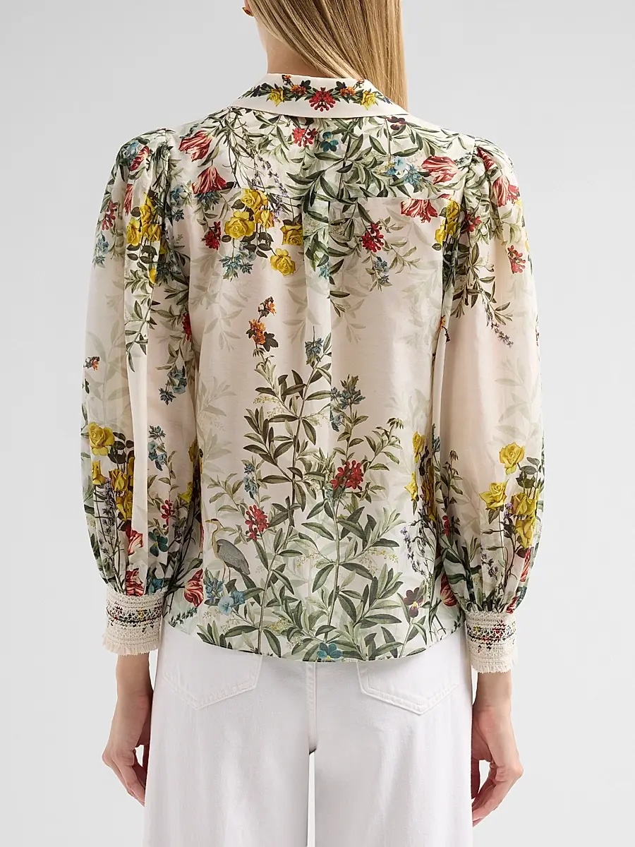 Alice + Olivia Women's Charis Printed Cotton-Silk Blouse | Thumbnail 3 Alice + Olivia Women's Charis Printed Cotton-Silk Blouse | Thumbnail 3