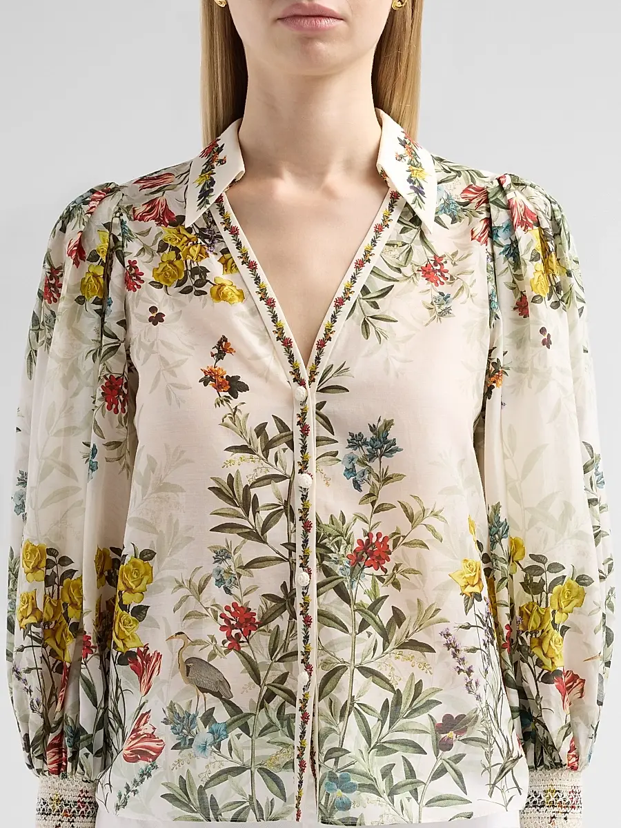 Alice + Olivia Women's Charis Printed Cotton-Silk Blouse | Thumbnail 5 Alice + Olivia Women's Charis Printed Cotton-Silk Blouse | Thumbnail 5