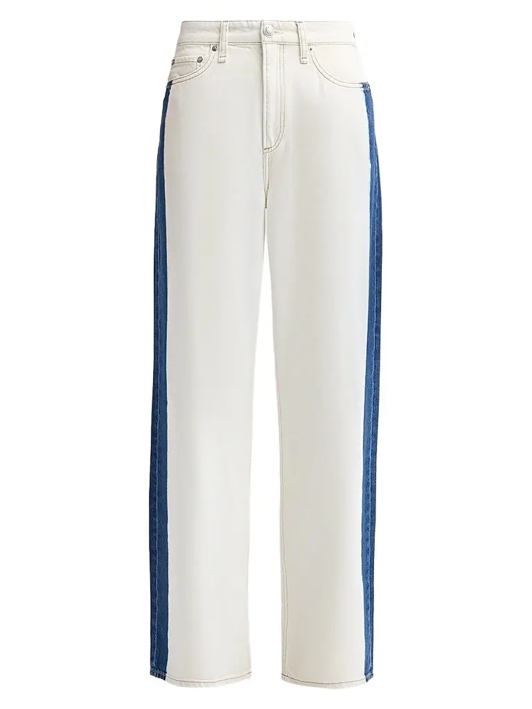 rag & bone Women's Logan Contrast-Striped Wide-Leg Jeans - Dark Indigo Bleach - Size 32 | Image 1 rag & bone Women's Logan Contrast-Striped Wide-Leg Jeans - Dark Indigo Bleach - Size 32 | Image 1