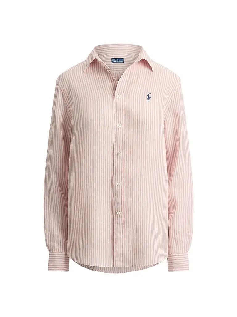 Polo Ralph Lauren Women's Striped Linen Classic-Fit Shirt - White Multi | Image 1 Polo Ralph Lauren Women's Striped Linen Classic-Fit Shirt - White Multi | Image 1