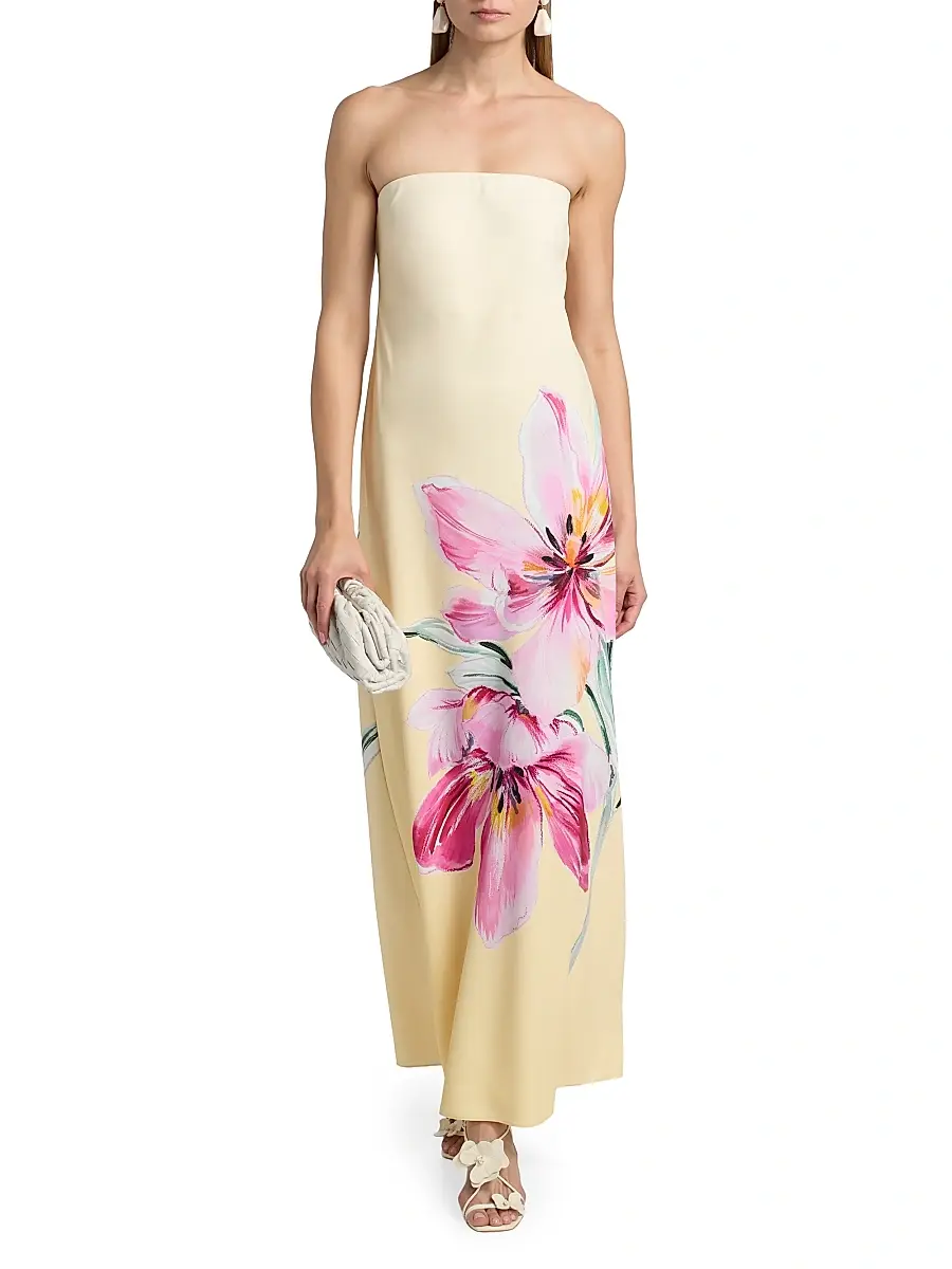 Milly Women's Vera Printed Strapless Maxi Dress | Thumbnail 3