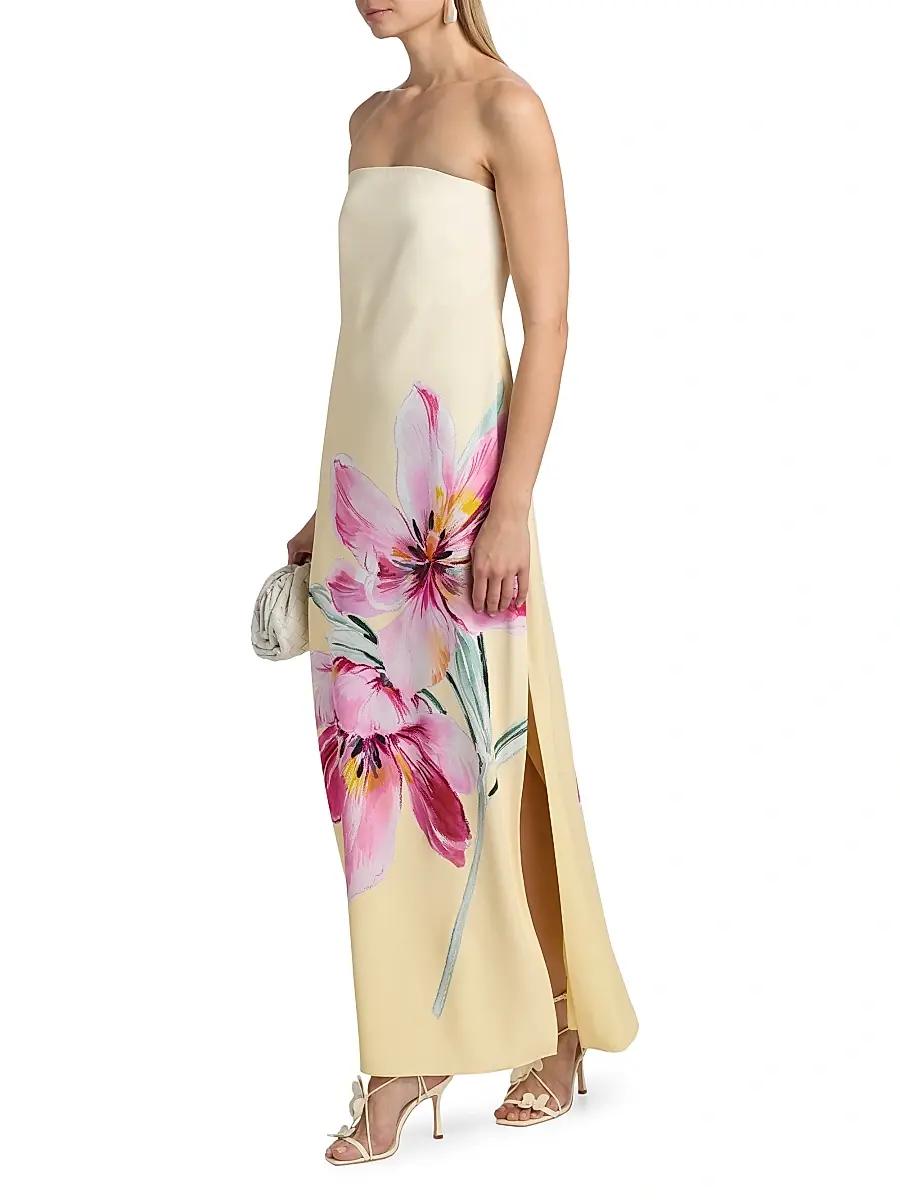 Milly Women's Vera Printed Strapless Maxi Dress | Thumbnail 4