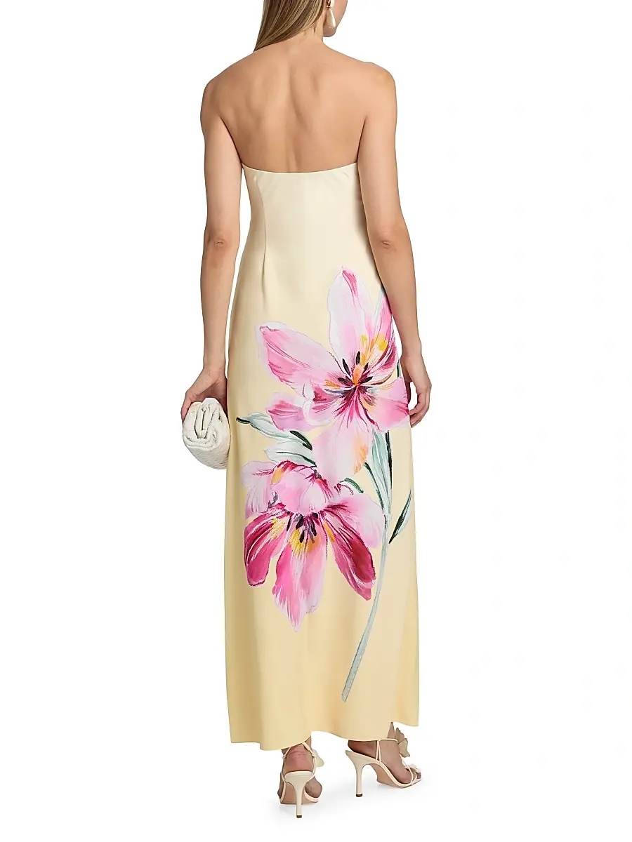 Milly Women's Vera Printed Strapless Maxi Dress | Thumbnail 5