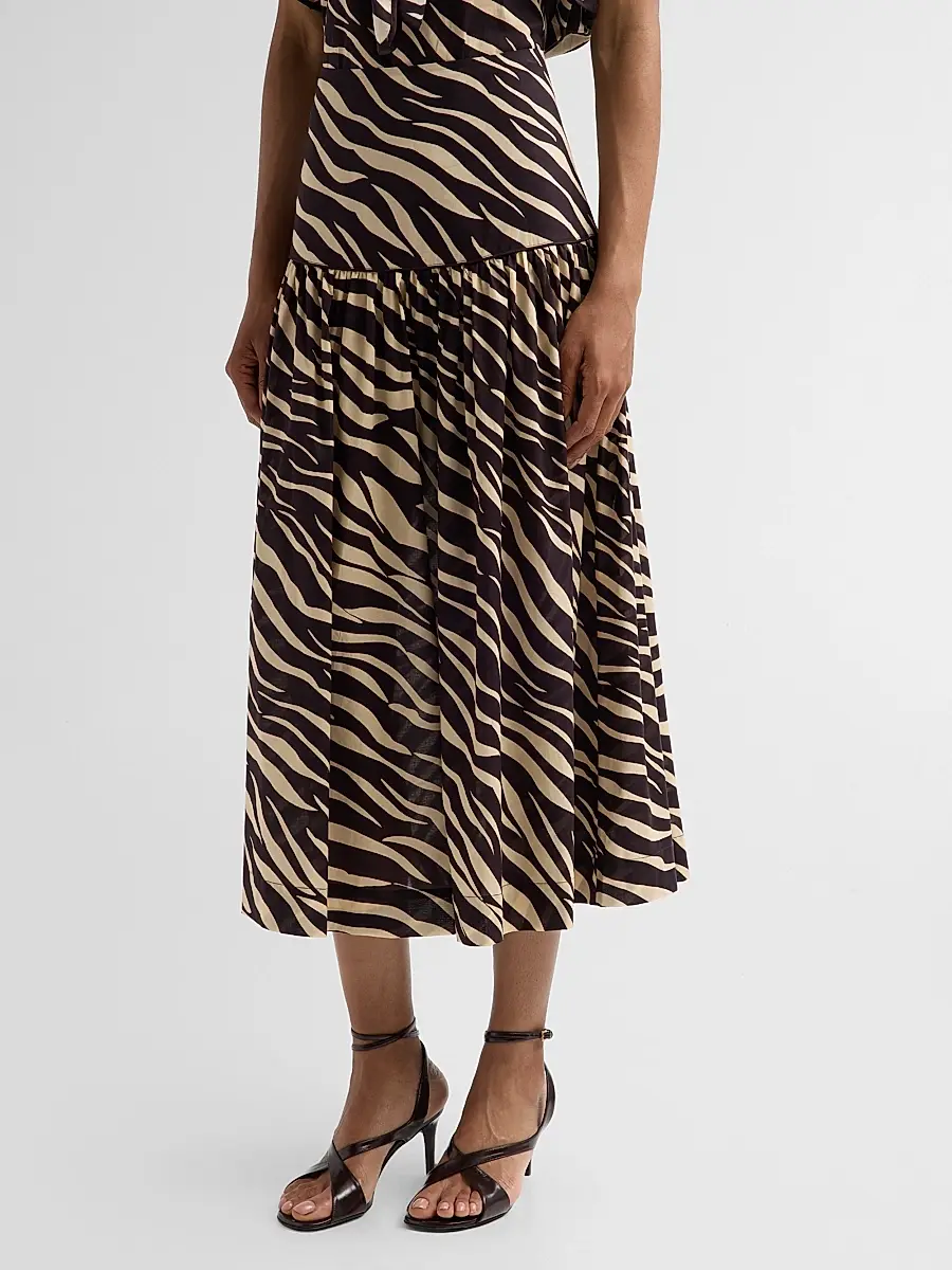 Ronny Kobo Women's Feyre Zebra-Striped Drop-Waist Skirt | Thumbnail 4