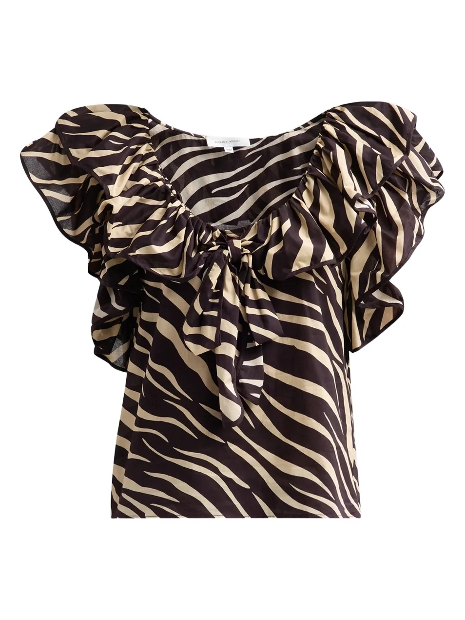 Ronny Kobo Women's Aubrey Zebra-Print Cotton Ruffle Top