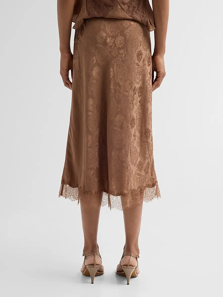 Ronny Kobo Women's Mina Floral Silk Lace-Trim Skirt | Thumbnail 3 Ronny Kobo Women's Mina Floral Silk Lace-Trim Skirt | Thumbnail 3