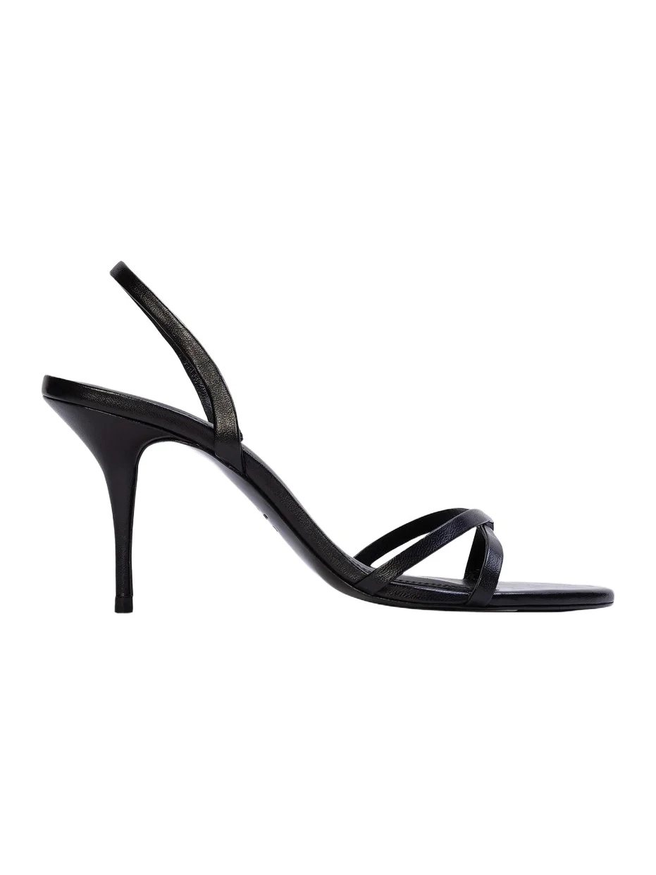 Black Suede Studio Women's Jolla 80MM Leather Slingback Sandals