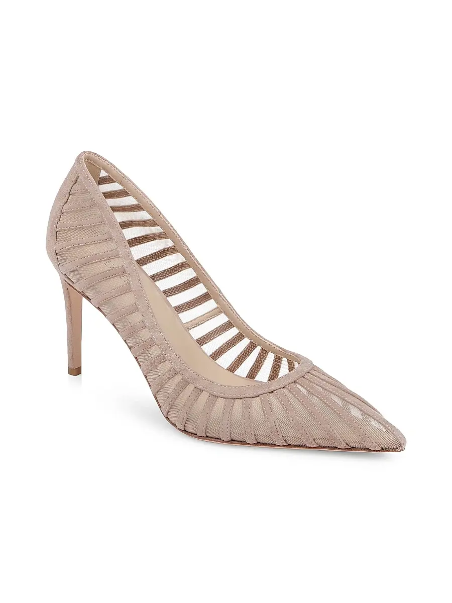 L'Agence Women's Lenox 90MM Suede-Mesh Pumps | Thumbnail 2 L'Agence Women's Lenox 90MM Suede-Mesh Pumps | Thumbnail 2