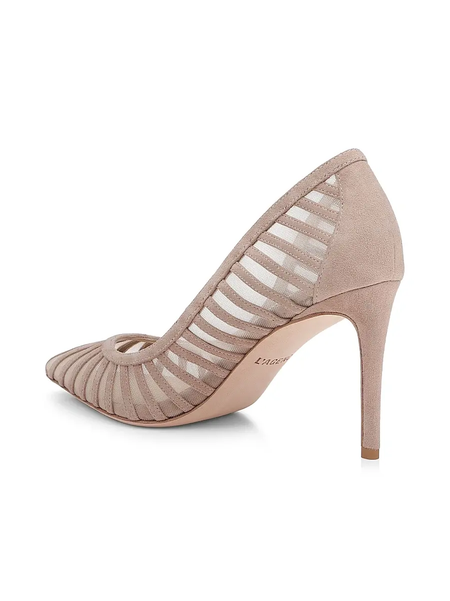 L'Agence Women's Lenox 90MM Suede-Mesh Pumps | Thumbnail 3 L'Agence Women's Lenox 90MM Suede-Mesh Pumps | Thumbnail 3