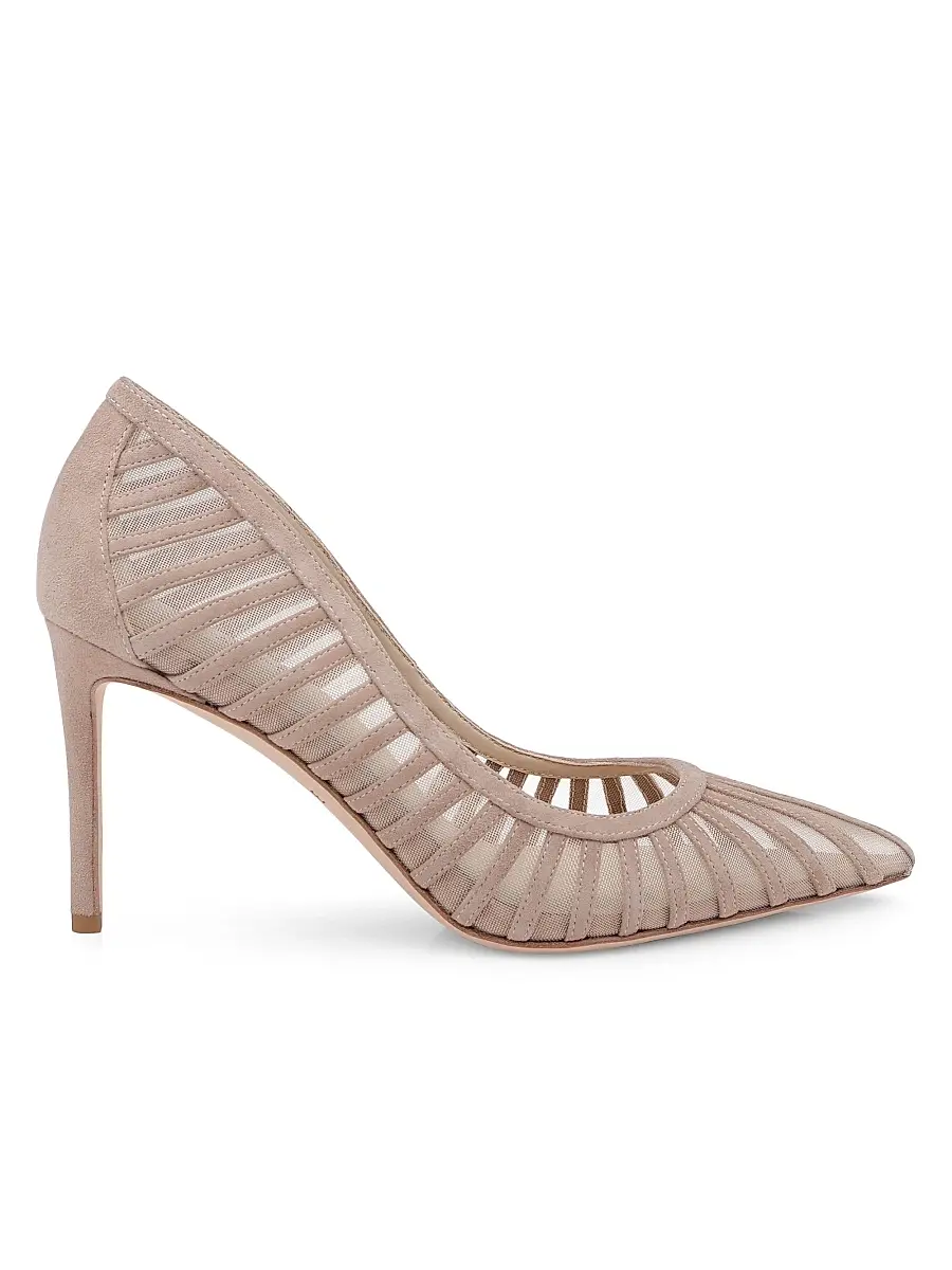 L'Agence Women's Lenox 90MM Suede-Mesh Pumps - Cappuccino Suede - Size 9 | Image 1 L'Agence Women's Lenox 90MM Suede-Mesh Pumps - Cappuccino Suede - Size 9 | Image 1