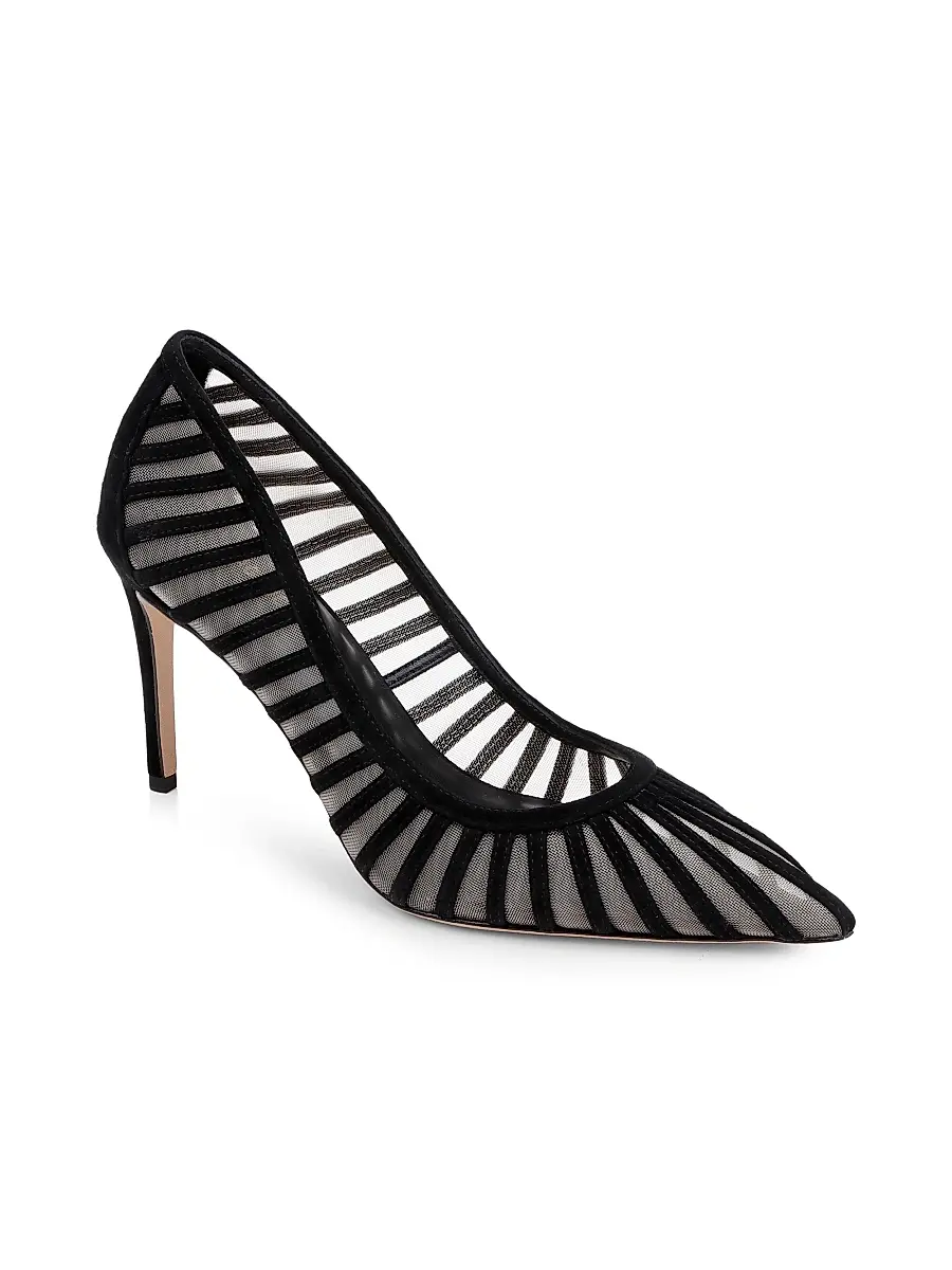 L'Agence Women's Lenox 90MM Suede-Mesh Pumps | Thumbnail 2 L'Agence Women's Lenox 90MM Suede-Mesh Pumps | Thumbnail 2