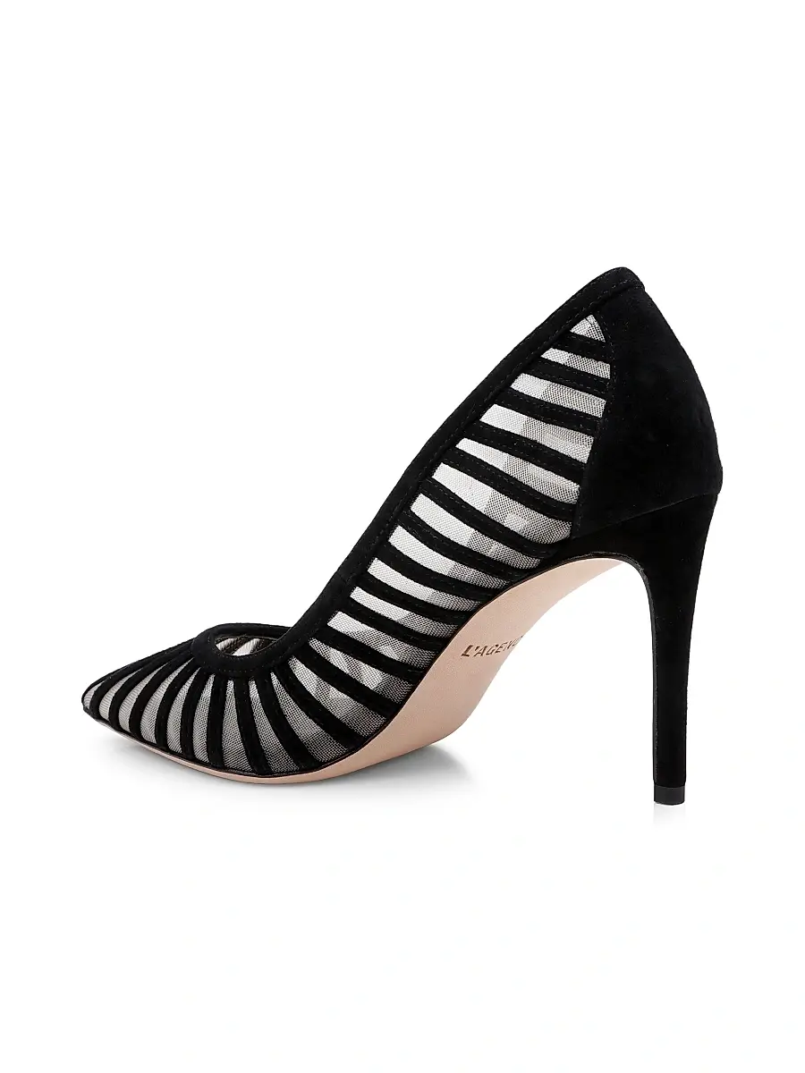 L'Agence Women's Lenox 90MM Suede-Mesh Pumps | Thumbnail 3 L'Agence Women's Lenox 90MM Suede-Mesh Pumps | Thumbnail 3