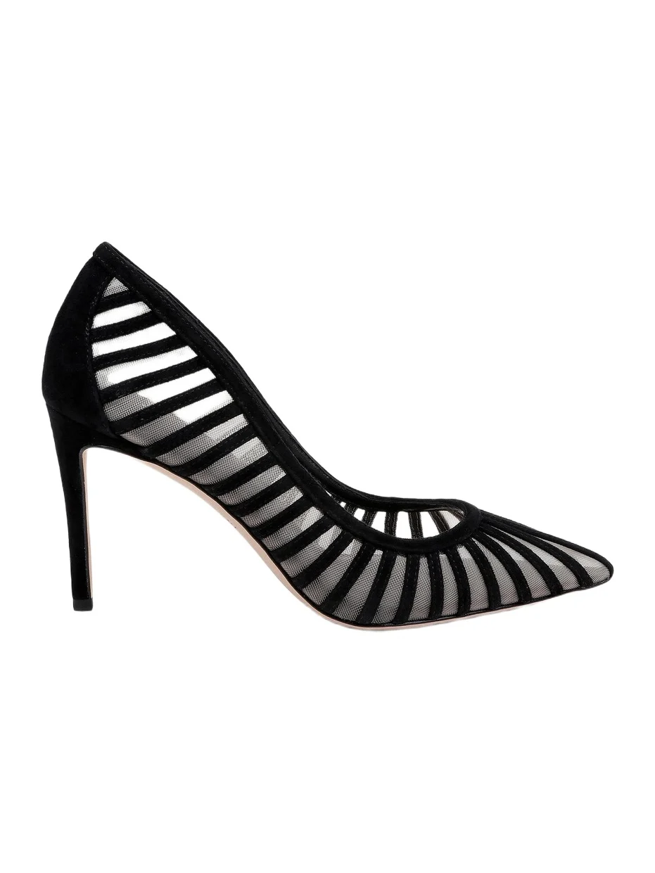 L'Agence Women's Lenox 90MM Suede-Mesh Pumps