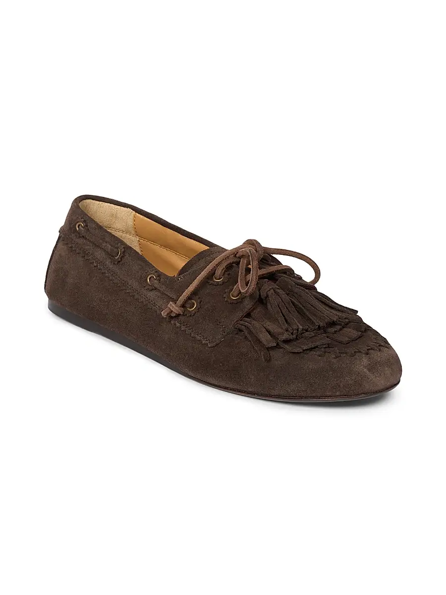 Isabel Marant Women's Fersi Tassel-Trim Suede Loafers | Thumbnail 2