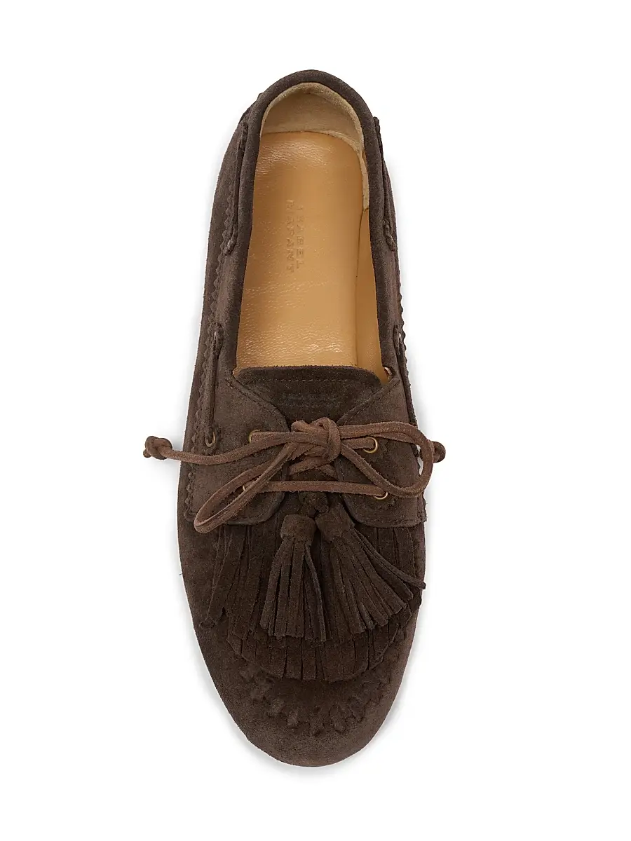 Isabel Marant Women's Fersi Tassel-Trim Suede Loafers | Thumbnail 4