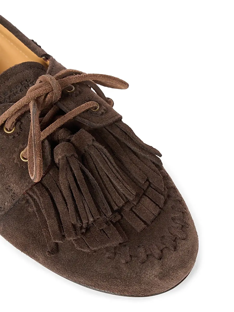 Isabel Marant Women's Fersi Tassel-Trim Suede Loafers | Thumbnail 6