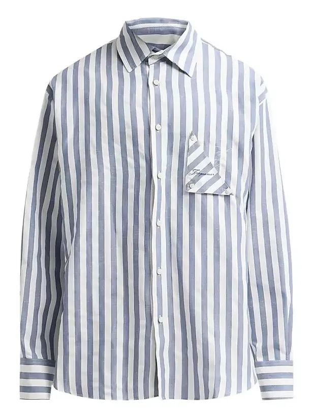 Jacquemus Men's Voilier Striped Cotton-Linen Shirt