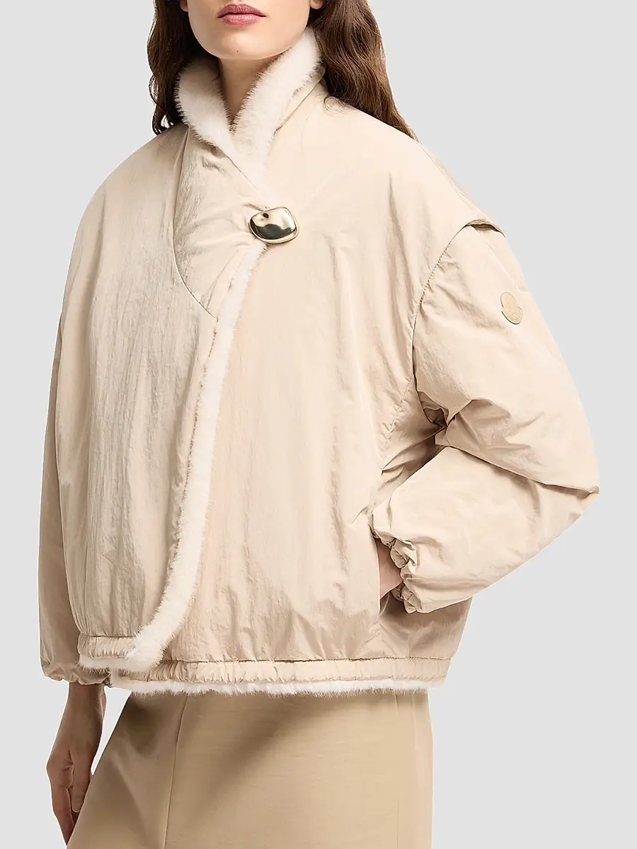 Moncler Women's Chardonneret 2-in-1 Reversible Puffer Jacket in Teddy | Thumbnail 4