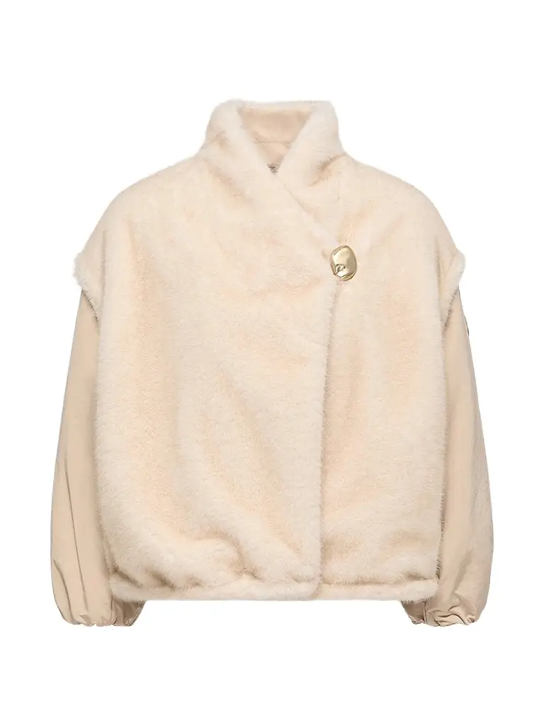 Moncler Women's Chardonneret 2-in-1 Reversible Puffer Jacket in Teddy - White | Image 1 Moncler Women's Chardonneret 2-in-1 Reversible Puffer Jacket in Teddy - White | Image 1