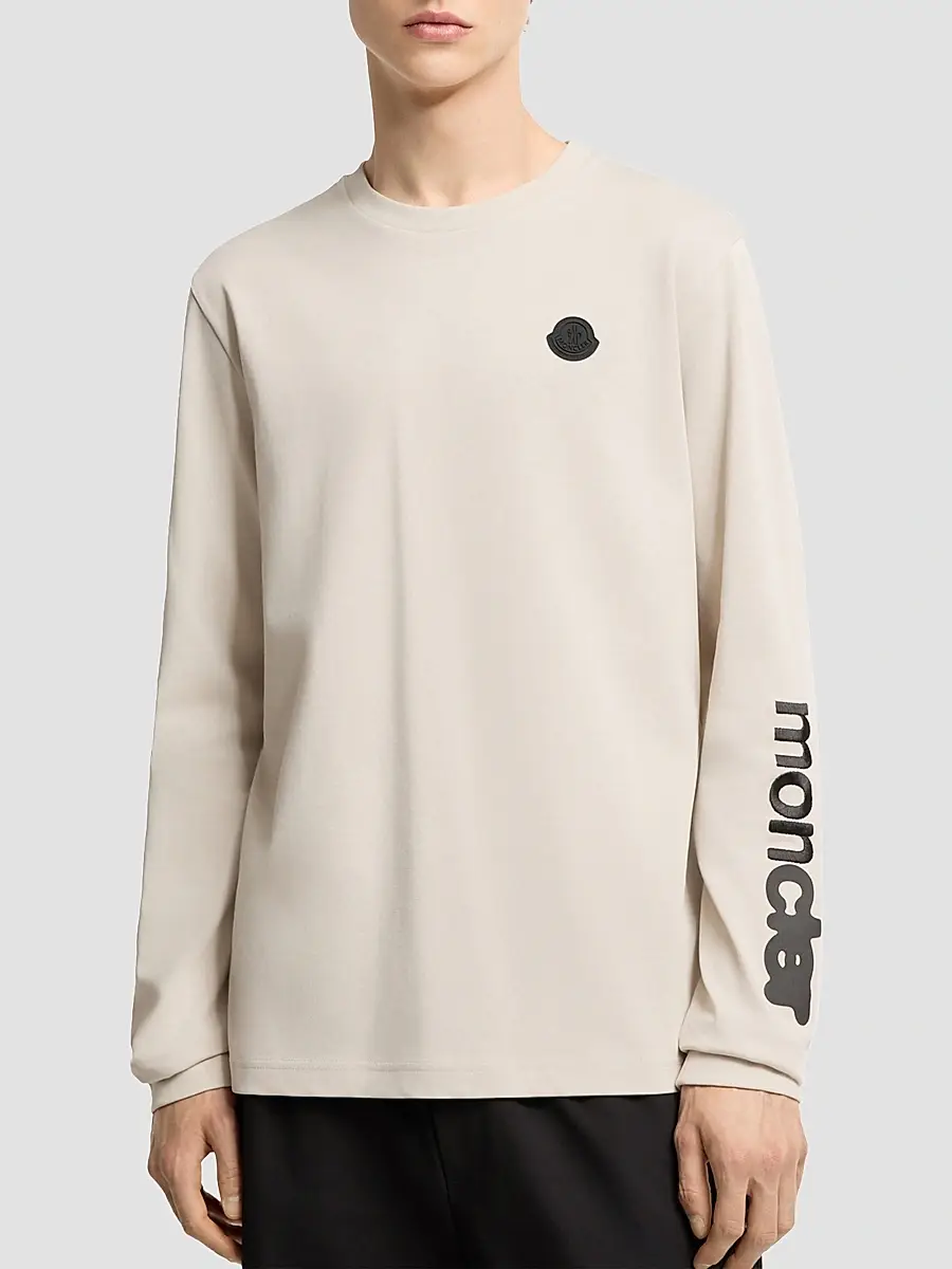 Moncler Men's Long Sleeve Crewneck T-Shirt in Cotton Jersey | Thumbnail 2 Moncler Men's Long Sleeve Crewneck T-Shirt in Cotton Jersey | Thumbnail 2