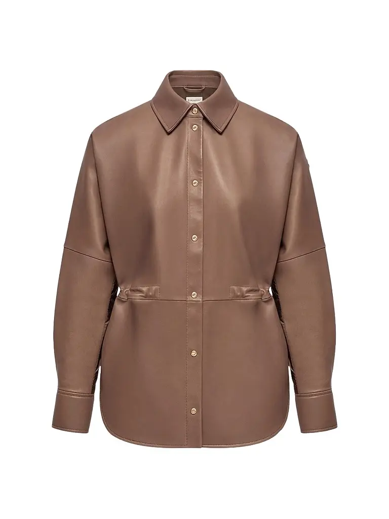 Moncler Women's Shacket in Leather - Brown - Size Large | Image 1 Moncler Women's Shacket in Leather - Brown - Size Large | Image 1