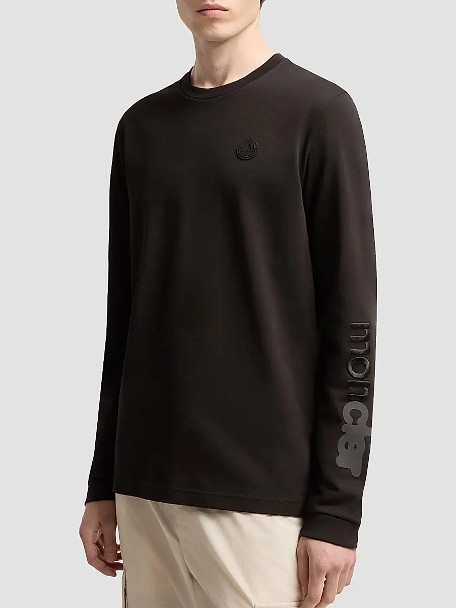 Moncler Men's Long Sleeve Crewneck T-Shirt in Cotton Jersey | Thumbnail 2 Moncler Men's Long Sleeve Crewneck T-Shirt in Cotton Jersey | Thumbnail 2
