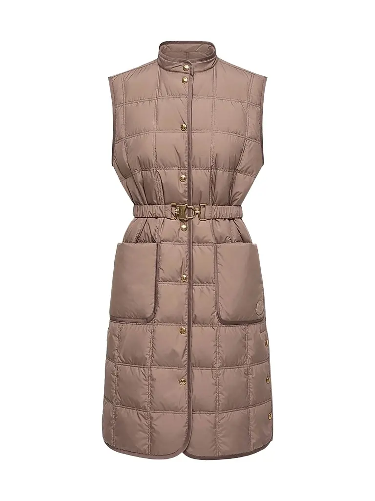 Moncler Women's Cygnette Long Puffer Vest - Brown - Size Large | Image 1 Moncler Women's Cygnette Long Puffer Vest - Brown - Size Large | Image 1