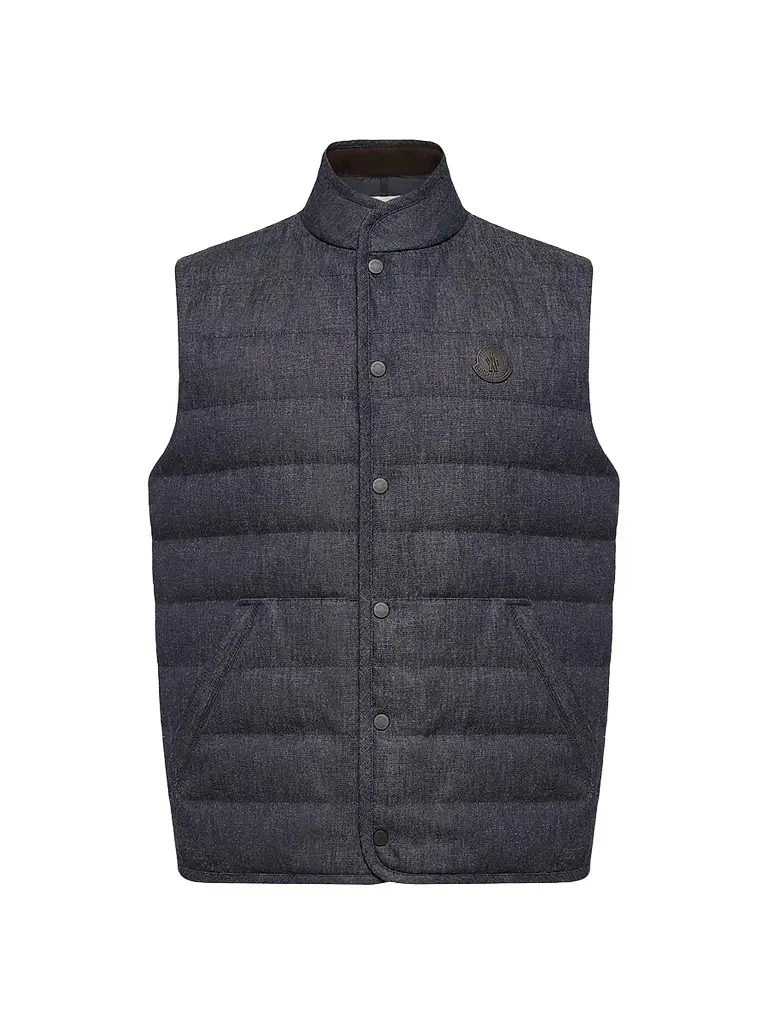 Moncler Men's Liorane Puffer Vest in Denim - Dark Blue - Size XXL | Image 1 Moncler Men's Liorane Puffer Vest in Denim - Dark Blue - Size XXL | Image 1