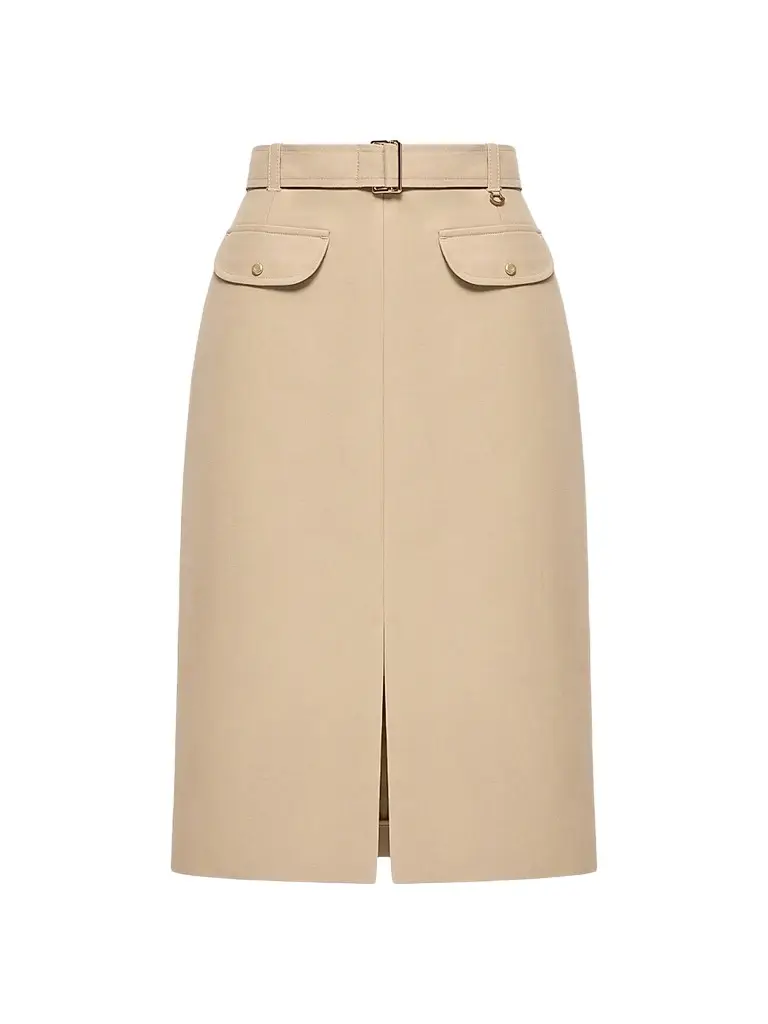 Moncler Women's Skirt in Cotton with Belt - Beige | Image 1 Moncler Women's Skirt in Cotton with Belt - Beige | Image 1