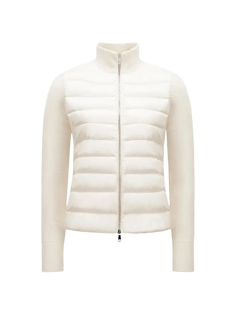 Moncler Women's Down-Filled Cardigan in Wool - White | Image 1 Moncler Women's Down-Filled Cardigan in Wool - White | Image 1