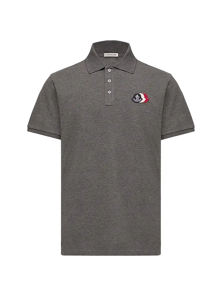 Moncler Men's Polo Shirt in Cotton Piquet - Dark Gray | Image 1 Moncler Men's Polo Shirt in Cotton Piquet - Dark Gray | Image 1