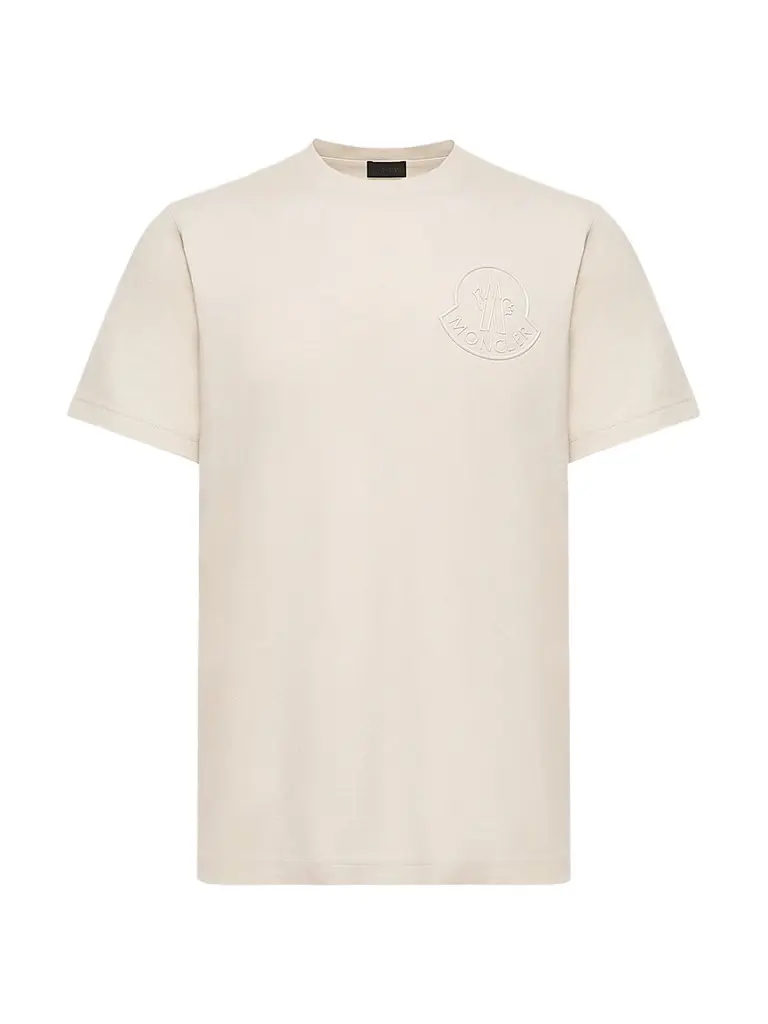 Moncler Men's Crew-Neck T-Shirt in Cotton - White | Image 1 Moncler Men's Crew-Neck T-Shirt in Cotton - White | Image 1