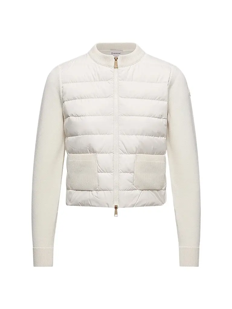 Moncler Women's Down-Filled Cardigan in Wool - White | Image 1 Moncler Women's Down-Filled Cardigan in Wool - White | Image 1