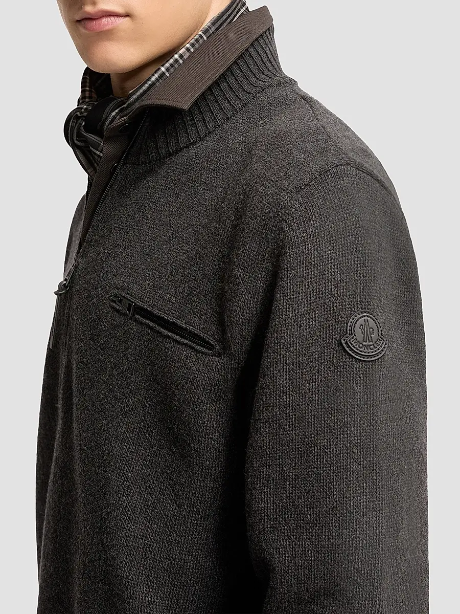 Moncler Men's Sweater in Wool and Cashmere Blend | Thumbnail 4