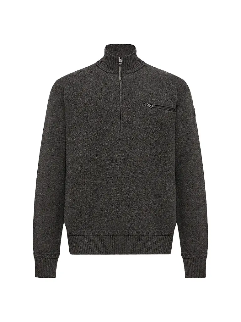 Moncler Men's Sweater in Wool and Cashmere Blend - Dark Gray | Image 1 Moncler Men's Sweater in Wool and Cashmere Blend - Dark Gray | Image 1