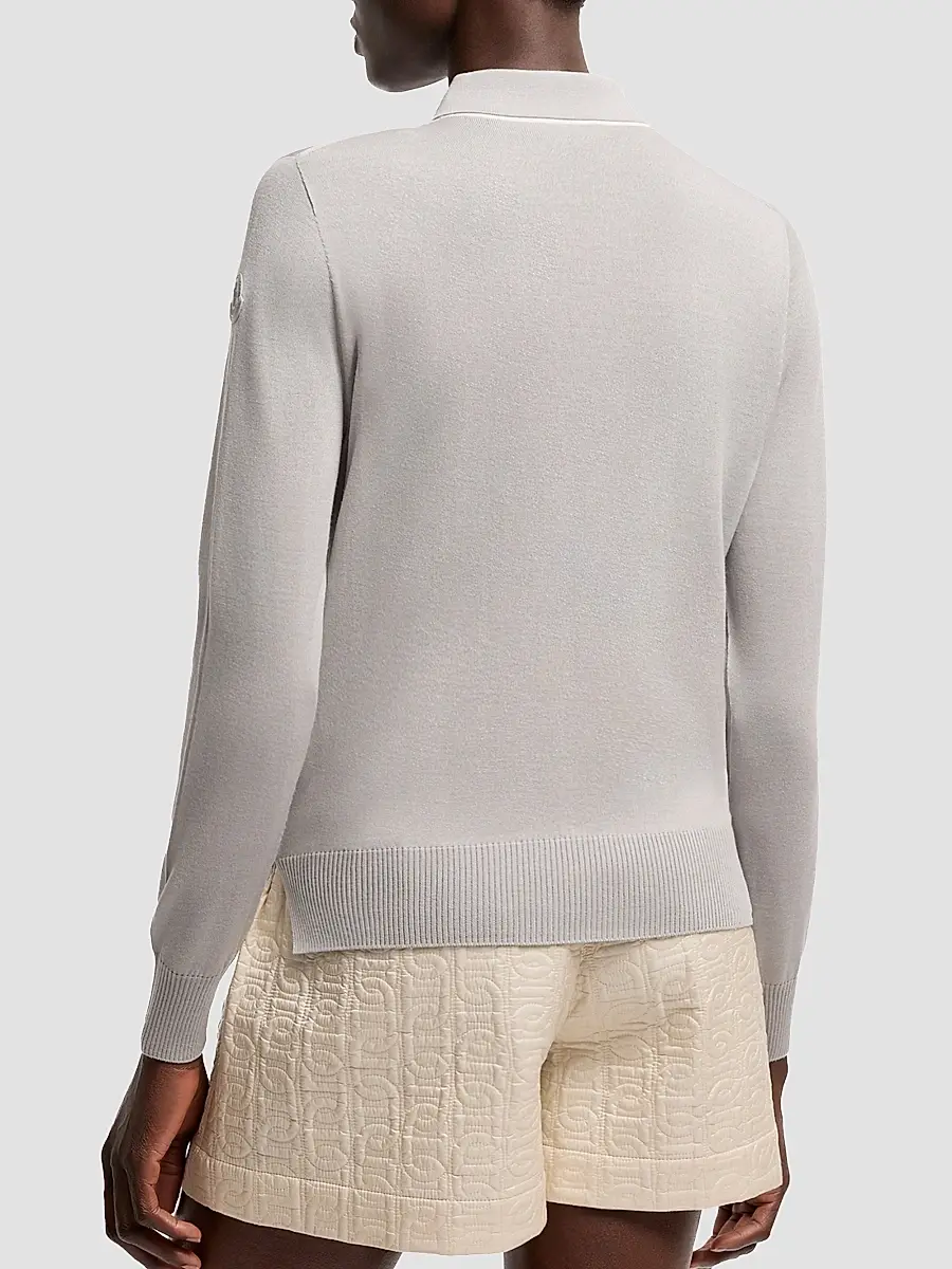 Moncler Women's Long Sleeve Polo Shirt in Wool | Thumbnail 3 Moncler Women's Long Sleeve Polo Shirt in Wool | Thumbnail 3