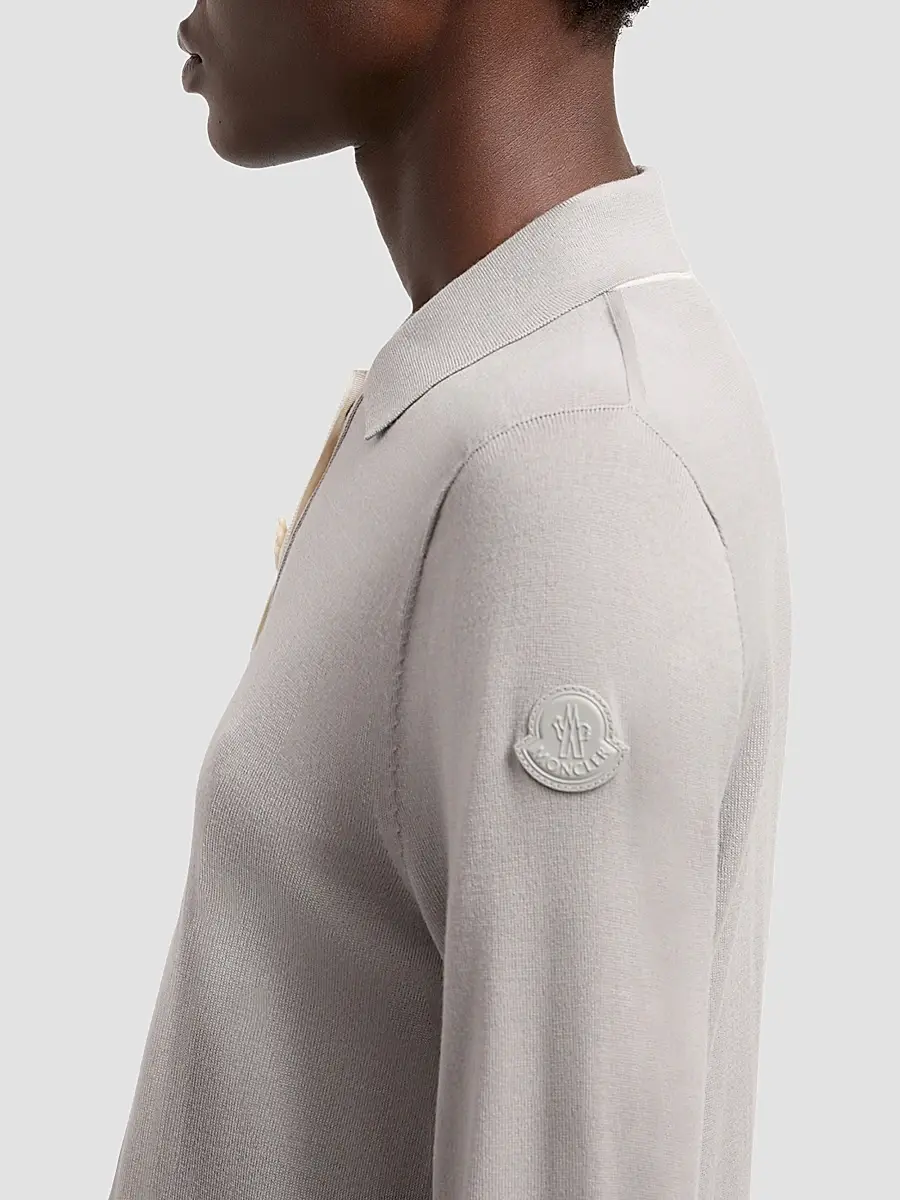 Moncler Women's Long Sleeve Polo Shirt in Wool | Thumbnail 4 Moncler Women's Long Sleeve Polo Shirt in Wool | Thumbnail 4