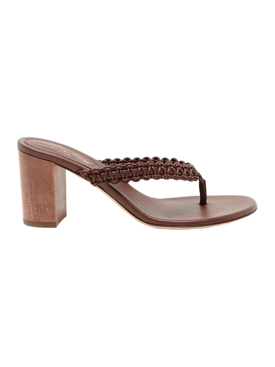 Women's Macramé Leather 70MM Block Heel Sandals