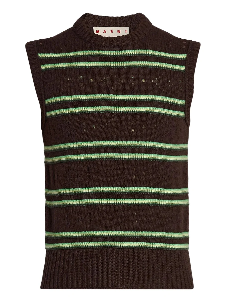 Men's Striped Pointelle-Knit Cotton Sweater Vest